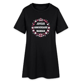 Joyeux Anniversaire Maman Couronne Coeurs - Robe T-shirt Femme - noir - Devant