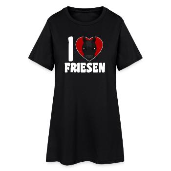 J’aime les Frisons - Cœur de cheval - Robe T-shirt Femme - noir - Devant