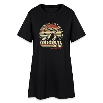 Original 2008 Jahrgang Vintage Geburtstag Geschenk - Frauen T-Shirt-Kleid - Schwarz - Vorne