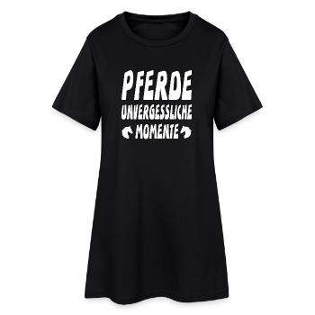Pferde - Frauen T-Shirt-Kleid - Schwarz - Vorne