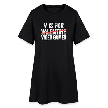Valentine Gaming Typografie - Frauen T-Shirt-Kleid - Schwarz - Vorne