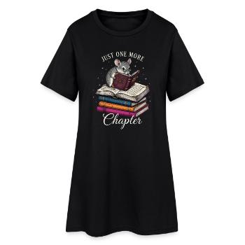Just One More Chapter – Süße Leseratte mit Buch - Frauen T-Shirt-Kleid - Schwarz - Vorne