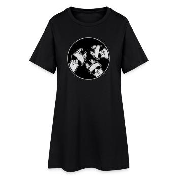 Three Cool Llamas Sunglasses Circle Badge Funny - Women’s T-Shirt Dress - black - Front