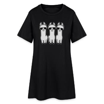Série Trois Lamas Cool Lunettes de Soleil Animal Drôle - Robe T-shirt Femme - noir - Devant