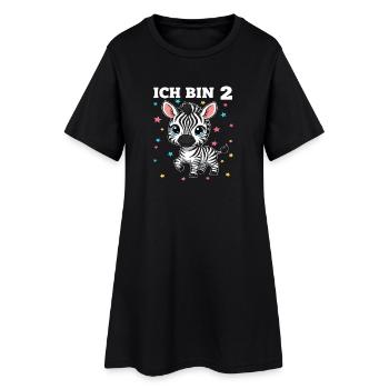 Ich bin 2 - Süßes Zebra zum 2. Geburtstag - Frauen T-Shirt-Kleid - Schwarz - Vorne