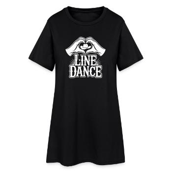 Danse en ligne de cœur à main - Robe T-shirt Femme - noir - Devant
