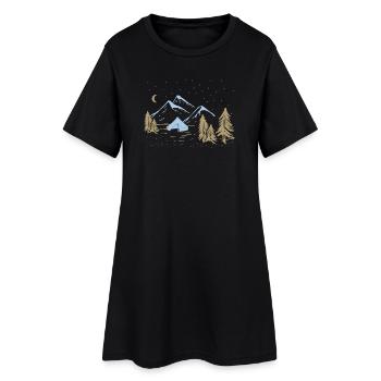 Scène du camping nocturne en montagne - Robe T-shirt Femme - noir - Devant