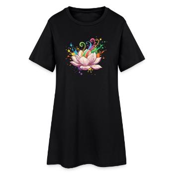 Bright Lotus Colors Explosion - Women’s T-Shirt Dress - black - Front