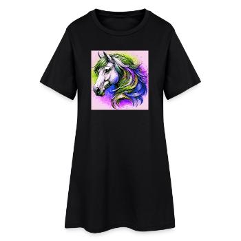 cheval - Robe T-shirt Femme - noir - Devant