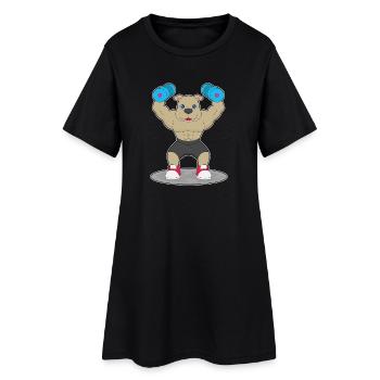 Bodybuilder chien haltères Culturisme - Robe T-shirt Femme - noir - Devant