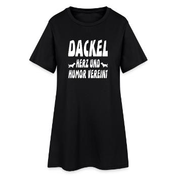 Dackel - Frauen T-Shirt-Kleid - Schwarz - Vorne