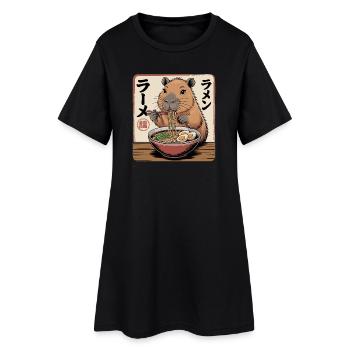 Capybara Ramen Noodle Art - Women’s T-Shirt Dress - black - Front