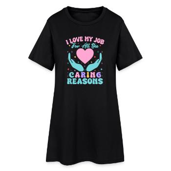 Citation d’assistant social : J’aime mon travail Raisons de s’attacher - Robe T-shirt Femme - noir - Devant