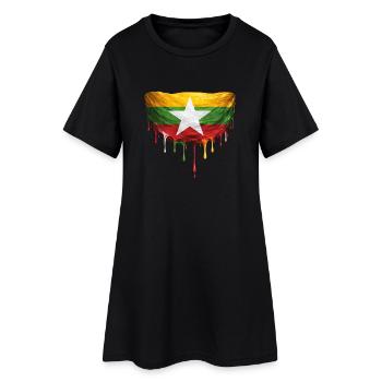 Art de chute du drapeau du Myanmar - Robe T-shirt Femme - noir - Devant