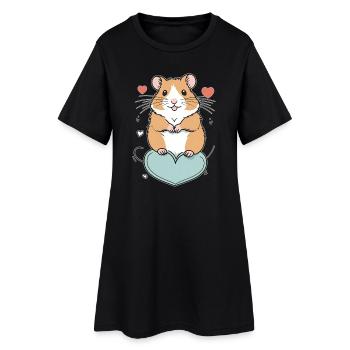 Hamster mit Herz - Frauen T-Shirt-Kleid - Schwarz - Vorne