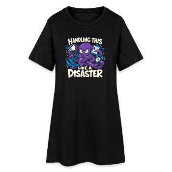 Pieuvre drôle surstimulée - Robe T-shirt Femme - noir - Devant