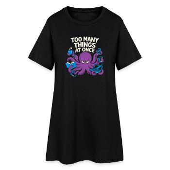 Pieuvre drôle surstimulée - Robe T-shirt Femme - noir - Devant