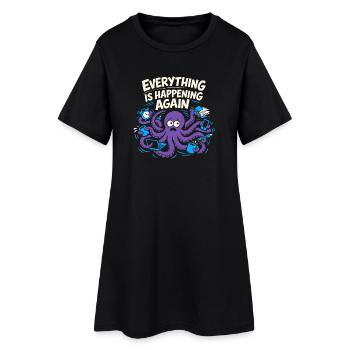 Pieuvre drôle surstimulée - Robe T-shirt Femme - noir - Devant