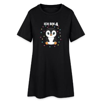 Ich bin 4 - Süßes Pinguin zum 4. Geburtstag - Frauen T-Shirt-Kleid - Schwarz - Vorne