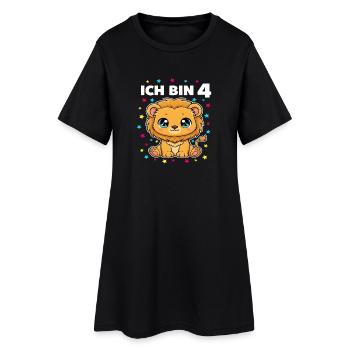 Ich bin 4 - Süßes Löwe zum 4. Geburtstag - Frauen T-Shirt-Kleid - Schwarz - Vorne
