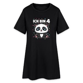 Ich bin 4 - Süßes Panda zum 4. Geburtstag - Frauen T-Shirt-Kleid - Schwarz - Vorne