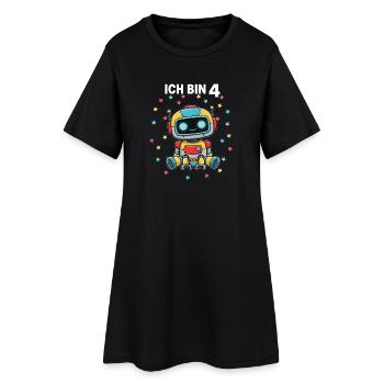 Ich bin 4 - Süßes Roboter zum 4. Geburtstag - Frauen T-Shirt-Kleid - Schwarz - Vorne
