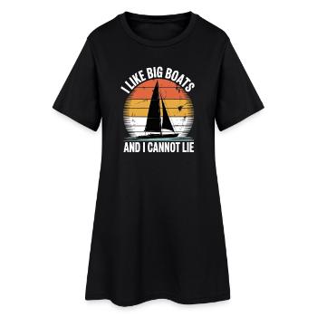 Régate Voile Chemise Voilier, Équipage de Yacht - Robe T-shirt Femme - noir - Devant