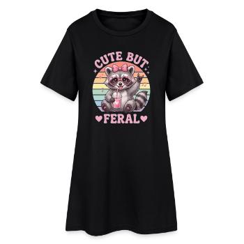 Raton laveur mignon mais désordonné - Robe T-shirt Femme - noir - Devant