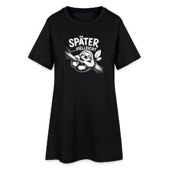 Später Vielleicht Faultier - Frauen T-Shirt-Kleid - Schwarz - Vorne
