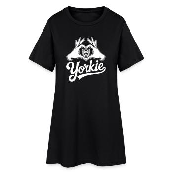 Mains de cœur Yorkie - Robe T-shirt Femme - noir - Devant