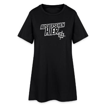 Ausvsersehen hier mit Kompass, Ironie - Frauen T-Shirt-Kleid - Schwarz - Vorne