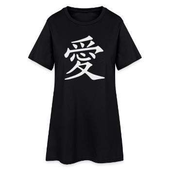 Liebe Kanji Kunst: Harmonische Schrift - Frauen T-Shirt-Kleid - Schwarz - Vorne