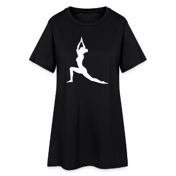 Yogapose Silhouette Kraft Balance - Frauen T-Shirt-Kleid - Schwarz - Vorne