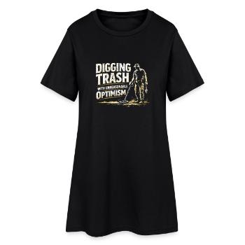 Creuser avec optimisme | Détecteur de métaux à sonde - Robe T-shirt Femme - noir - Devant