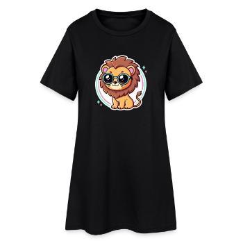 Lion Cub Pastel Glasses - Women’s T-Shirt Dress - black - Front
