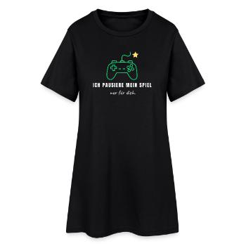 Ich pausiere mein Spiel nur für dich - Lustiges Ga - Frauen T-Shirt-Kleid - Schwarz - Vorne
