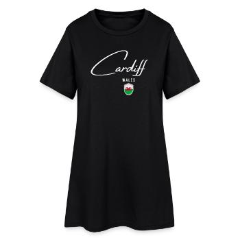 Cardiff, Wales, elegantes Design Cardiff - Frauen T-Shirt-Kleid - Schwarz - Vorne