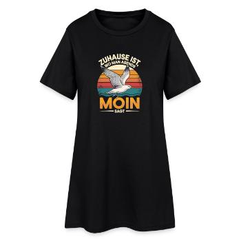  Zuhause Ist Wo Man Abends Moin Sagt Möwe Nordsee - Frauen T-Shirt-Kleid - Schwarz - Vorne