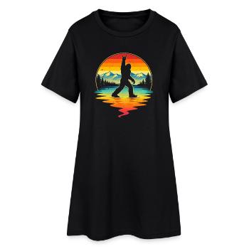 Bigfoot Rock On Shield Sasquatch Yeti Rétro - Robe T-shirt Femme - noir - Devant