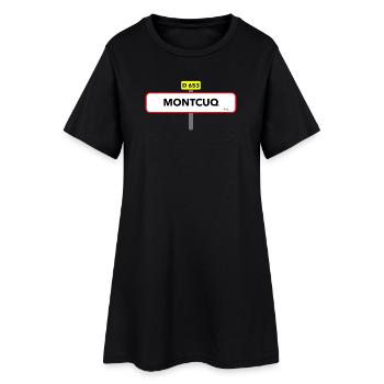 Montcuq t shirt road sign humor - Women’s T-Shirt Dress - black - Front