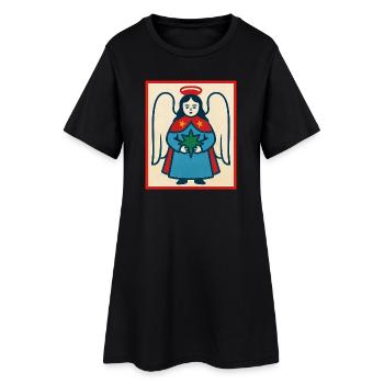 Vintage Angel Emblem Print - Women’s T-Shirt Dress - black - Front