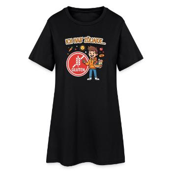 Zöliakie glutenfrei Ernährung  - Frauen T-Shirt-Kleid - Schwarz - Vorne