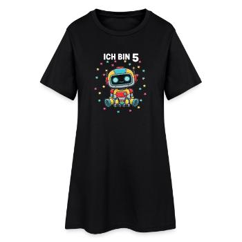 Ich bin 5 - Süßes Roboter zum 5. Geburtstag - Frauen T-Shirt-Kleid - Schwarz - Vorne