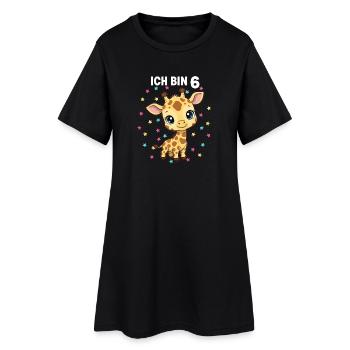 Ich bin 6 - Süßes Giraffe zum 6. Geburtstag - Frauen T-Shirt-Kleid - Schwarz - Vorne