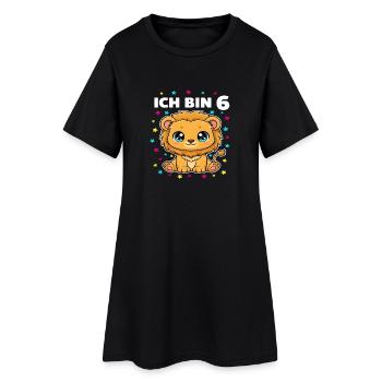 Ich bin 6 - Süßes Löwe zum 6. Geburtstag - Frauen T-Shirt-Kleid - Schwarz - Vorne
