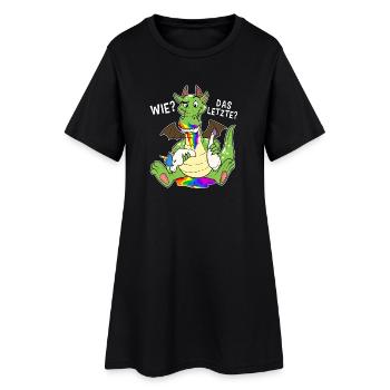 Bunter Drache isst Letztes Einhorn Humor - Frauen T-Shirt-Kleid - Schwarz - Vorne