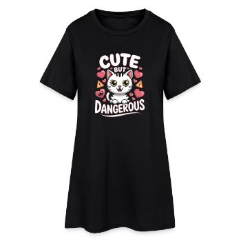 Chat Kawaii mignon mais dangereux et mignon - Robe T-shirt Femme - noir - Devant