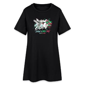 Éclaboussure d’encre colibri avec fleurs - Robe T-shirt Femme - noir - Devant