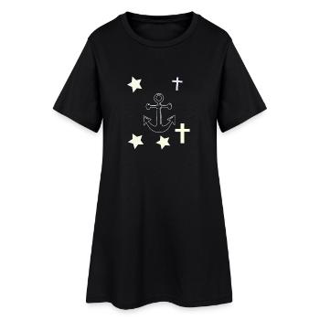 Ancres, étoiles et croix - Robe T-shirt Femme - noir - Devant