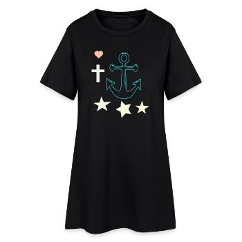 Ancre lumineuse avec des étoiles - Robe T-shirt Femme - noir - Devant
